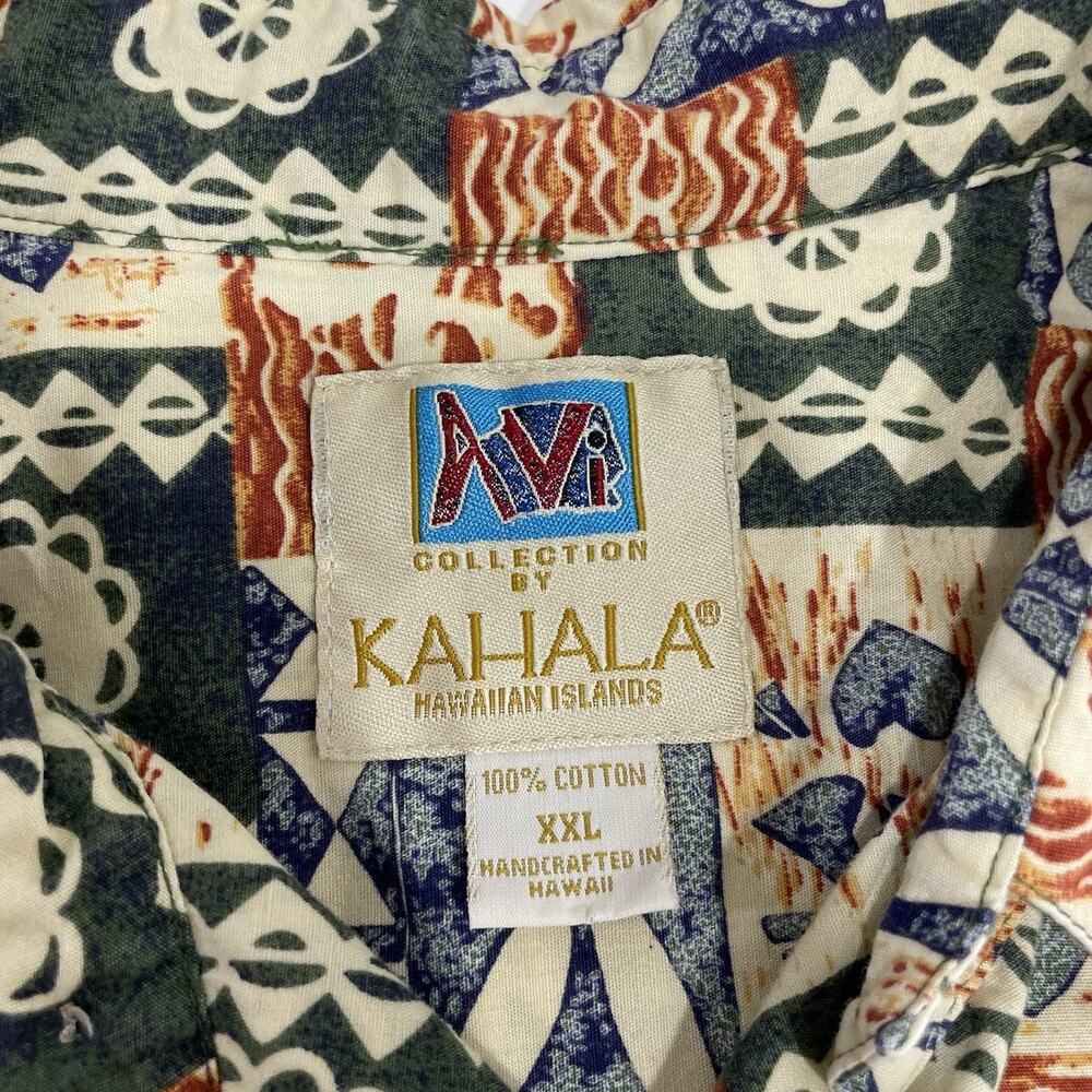 Vintage Handmade Avi Collection by Kahala Hawaiian Abstract Tribal Shirt Sz 2XL